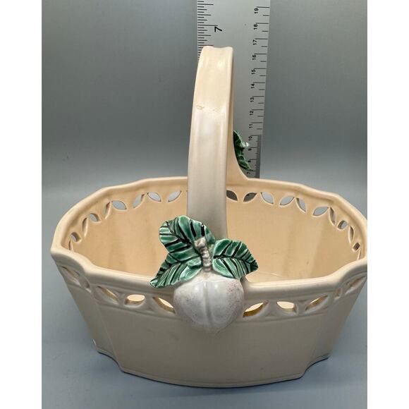 EUC Vintage Fitz and Floyd Basket 1982 Peach with Leaves Basket Easter Spring - Picture 10 of 10